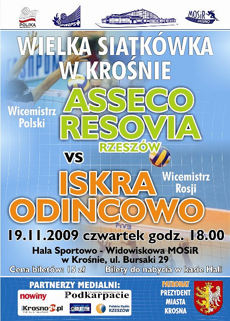 Wielka siatkówka w Krośnie - Asseco Resovia vs Iskra Odincowo - zdjęcie w treści 