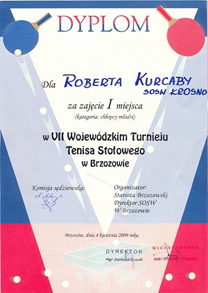 Podopieczny SOSW w Krośnie Mistrzem Województwa w tenisie stołowym - zdjęcie w treści nr 1