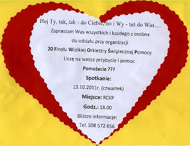 Spotkanie organizacyjne dla zainteresowanych pracą w krośnieńskim sztabie WOŚP - zdjęcie w treści 