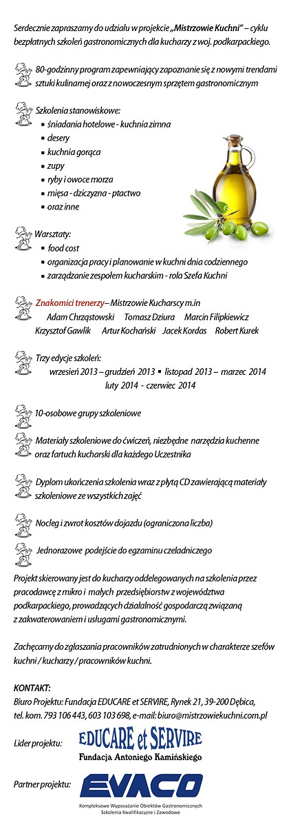 „Mistrzowie Kuchni” - rekrutacja do II edycji projektu  - zdjęcie w treści  nr 1