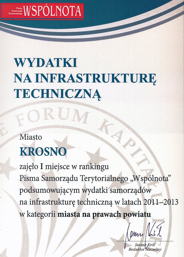 Krosno odlatuje konkurentom. Miasto zyskało tytuł lidera inwestowania w rankingu „Wspólnoty” - zdjęcie w treści 