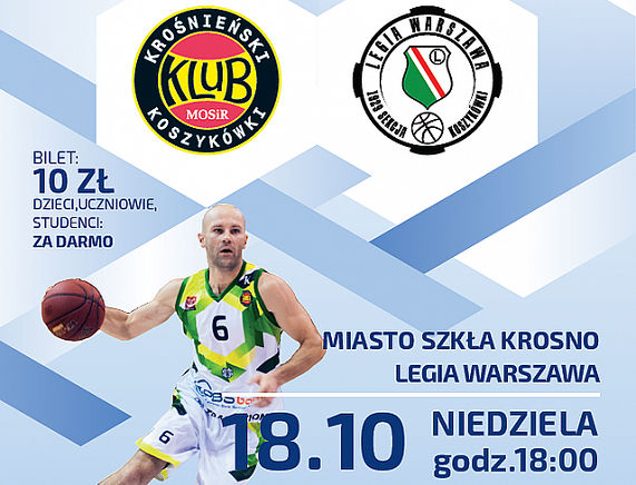 Plakat meczu koszykówki MIASTO SZKŁA - LEGIA WARSZAWA