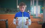 Karol Kandefer zawodnik Tenis Klub Return Krosno z Maciejem Gawlakiem