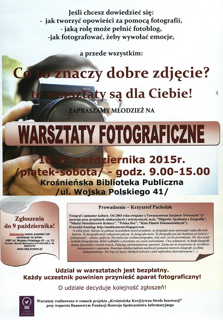 Co to znaczy dobre zdjęcie? warsztaty fotograficzne w Krośnieńskiej Bibliotece Publicznej - zdjęcie w treści 