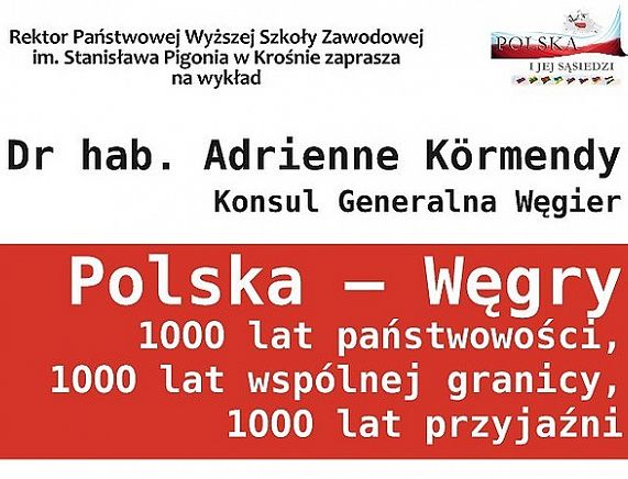 Plakat - wykład Konsul Generalna Węgier w PWSZ w Krośnie