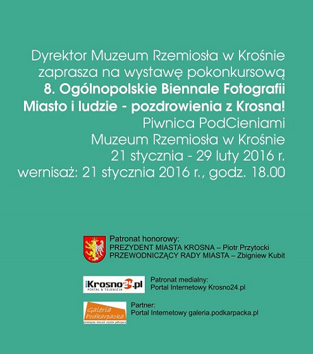 Zapraszamy na wystawę pokonkursową 8. Ogólnopolskie Biennale Fotografii Miasto i ludzie - pozdrowienia z Krosna! - zdjęcie w treści  nr 1