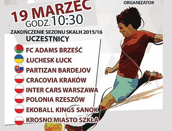 Plakat zapraszający na Międzynarodowy Turniej Futsalu o Puchar Prezydenta Miasta Krosna