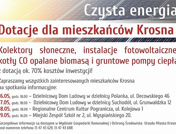 Plakat - Czysta energia. Dotacje dla mieszkańców Krosna