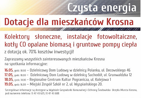 Czysta energia. Dotacje dla mieszkańców Krosna - zdjęcie w treści 