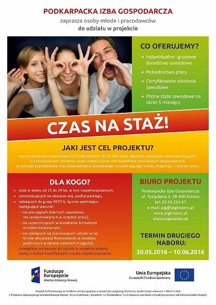 PIG ogłasza II nabór kandydatów do projektu ,,Czas na staż!” - zdjęcie w treści 