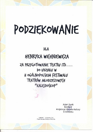 Sukces festiwalowy kolejnego spektaklu teatru „i t d…” - zdjęcie w treści  nr 2