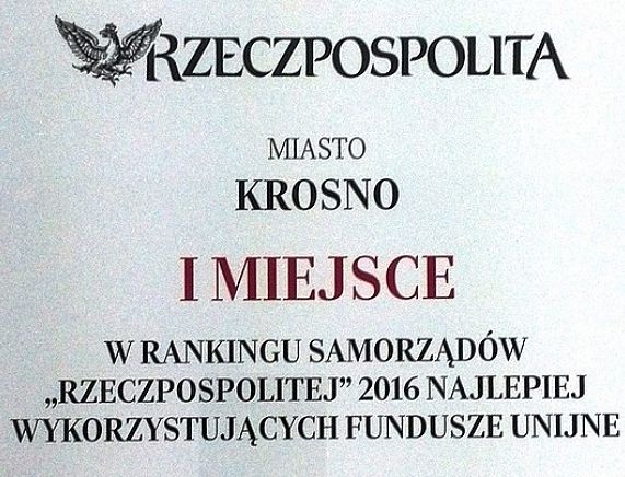 Dyplom Rzeczpospolita - I miejsce dla Krosna