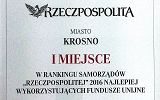 Dyplom Rzeczpospolita - I miejsce dla Krosna