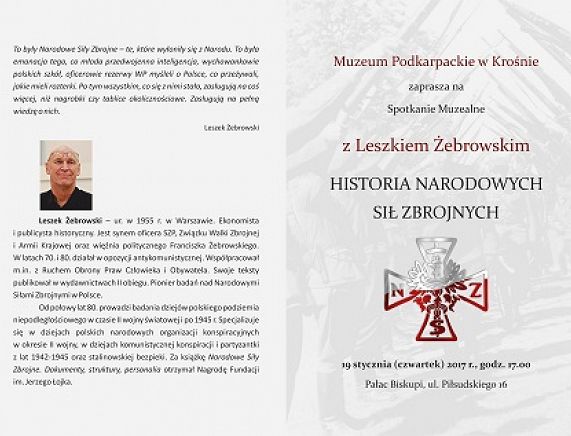 Plakat spotkanie muzealne Leszek Żebrowski