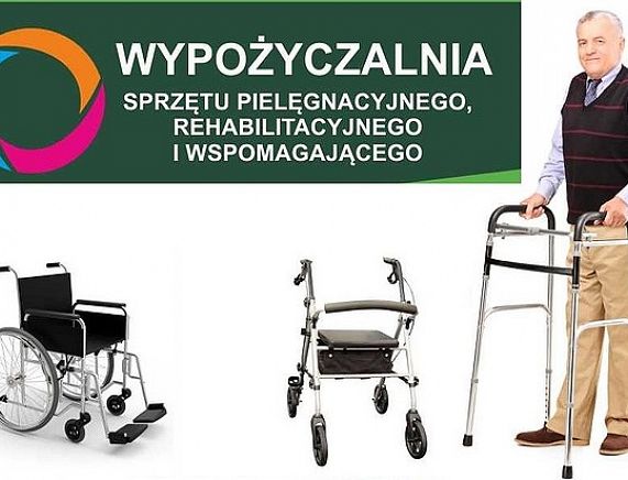 Plakat informacyjny Wypożyczalni Sprzętu Rehabilitacyjnego w Krośnie