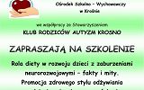 Plakat Szkolenie dla rodziców dzieci z niepełnosprawnościami oraz dla terapeutów