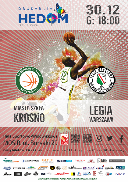 Miasto Szkła Krosno - Legia Warszawa 30.12.2017 (sobota) godz. 18.00 - zdjęcie w treści 