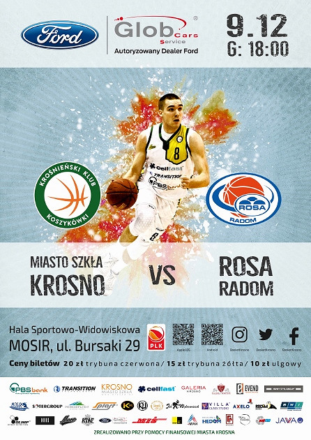 Miasto Szkła Krosno - Rosa Radom  9 grudnia (sobota) godz. 18.00 - zdjęcie w treści 