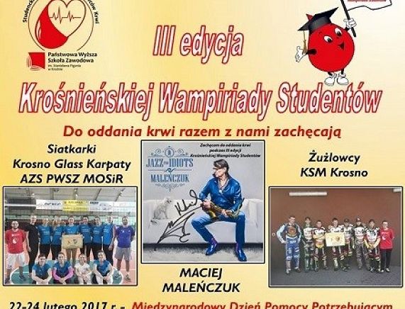 Plakat akcji zbiórki krwi pwsz krosno