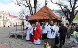 Niedziela Palmowa na krosnieńskim rynku. Zdjęcie ukazujace uczestników