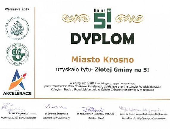 Dyplom Złota Gmina na 5!