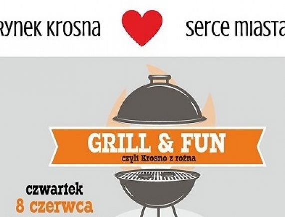 Plakat Dzień Grilla na krośnieńskim rynku.