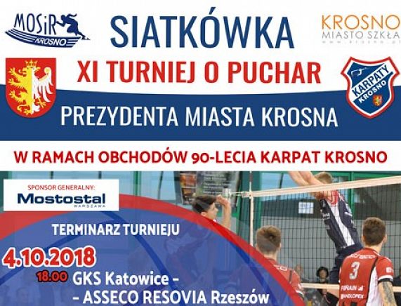 Plakat XI Turnieju o Puchar Prezydenta Miasta Krosna w piłce siatkowej