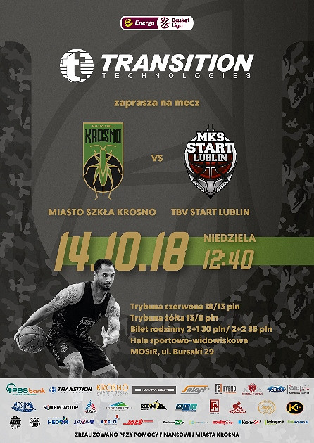 MIASTO SZKŁA KROSNO - TBV START LUBLIN 14.10.2018 (Niedziela) godz. 12.40 - zdjęcie w treści 