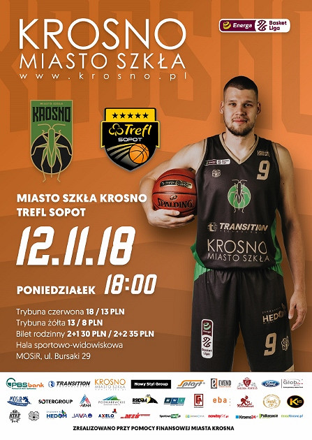 MIASTO SZKŁA KROSNO - TREFL SOPOT 12.11.2018 (poniedziałek) godz. 18:00 - zdjęcie w treści 