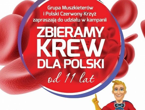 Plakat zbiórki krwi z grupą Brico Marche