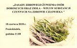 Plakat prelekcji pt. Zasady zdrowego żywienia osób dorosłych oraz zioła...