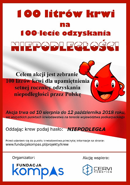 100 litrów krwi na 100-lecie odzyskania Niepodległości - zdjęcie w treści 