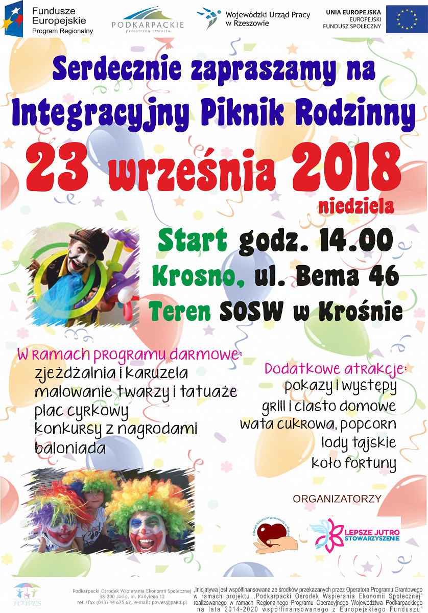 Integracyjny Piknik Rodzinny - 23 września 2018 roku bądź razem z nami. - zdjęcie w treści 