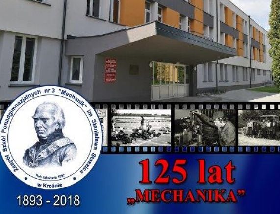 Plakat jubileuszowych obchodów 125-lecia istnienia Mechanika