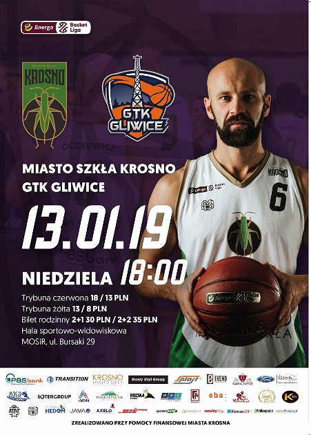 MIASTO SZKŁA KROSNO - GTK GLIWICE 13.01.2019 (niedziela) godz. 18:00 - zdjęcie w treści 