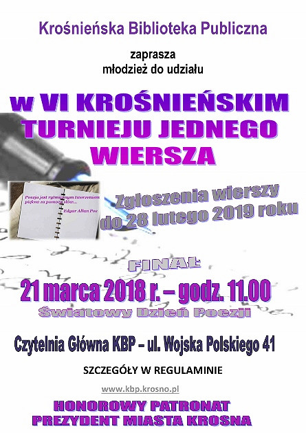 VI Krośnieński Turniej Jednego Wiersza ogłoszony! - zdjęcie w treści 