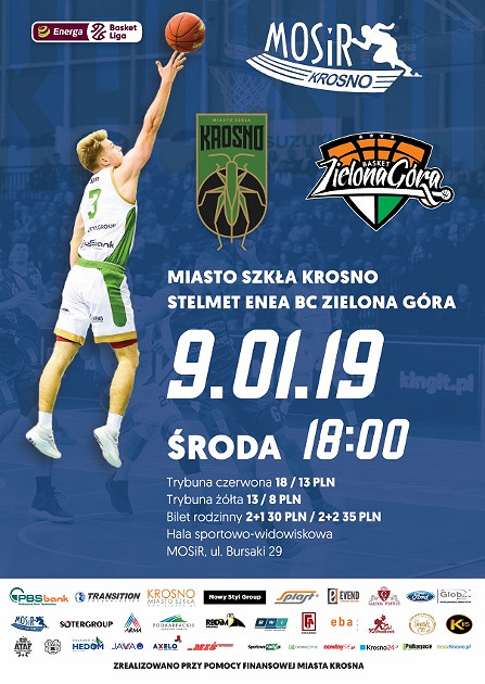 MIASTO SZKŁA KROSNO - STELMET ENEA BC ZIELONA GÓRA  09.01.2019 (ŚRODA) godz. 18:00 - zdjęcie w treści 