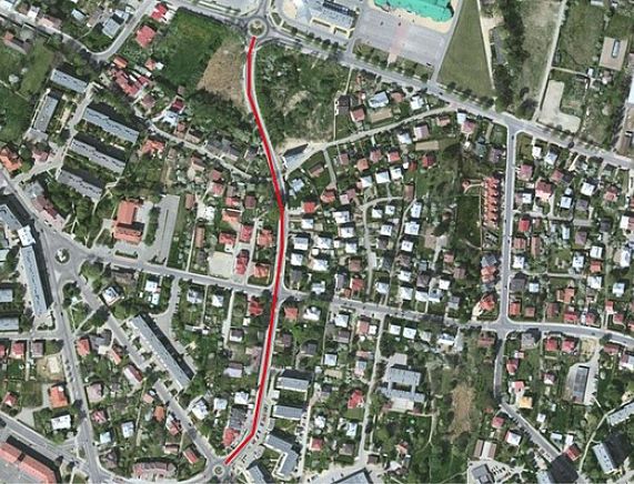 Ulica Niepodlegości w Krośnie - widok z satelity, źródło: Google Maps