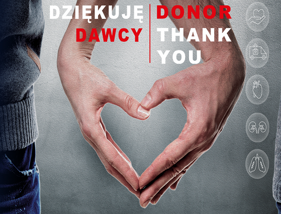 Dawcy Dziękuję - plakat, dwie dłonie tworzące serce