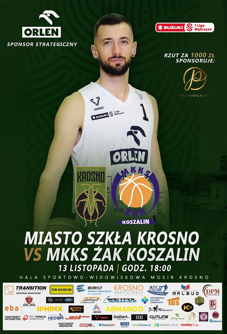 Plakat meczu koszykówki Miasto Szkła Krosno MKKS Żak Koszalin 2.jpg [479.79 KB]