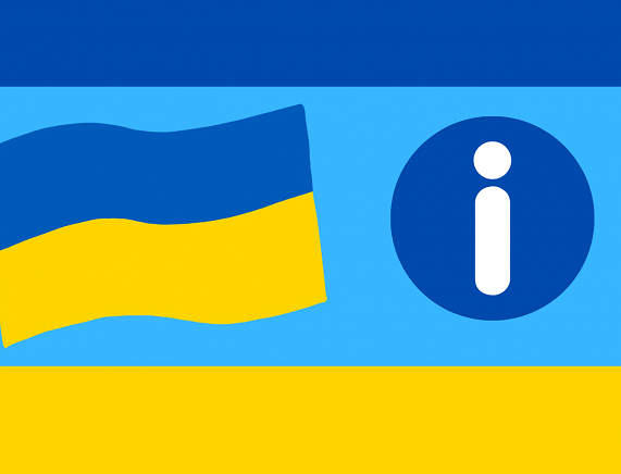 Grafika - ikona znaku informacji na kolorach ukraińskiej flagi