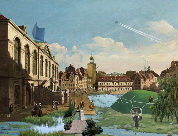 Obraz przedstawiający miasto - Simone De Iacobis Plac odporny, 2021