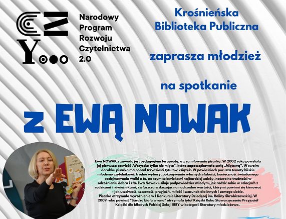 Spotkanie i warsztaty z Ewą Nowak - plakat