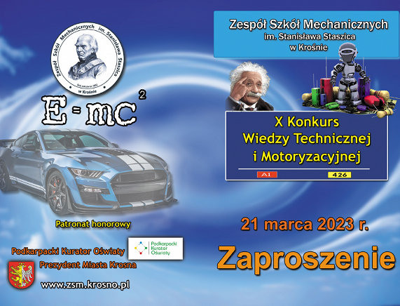 Grafika - zaproszenie na X Konkurs Wiedzy Technicznej i Motoryzacyjnej
