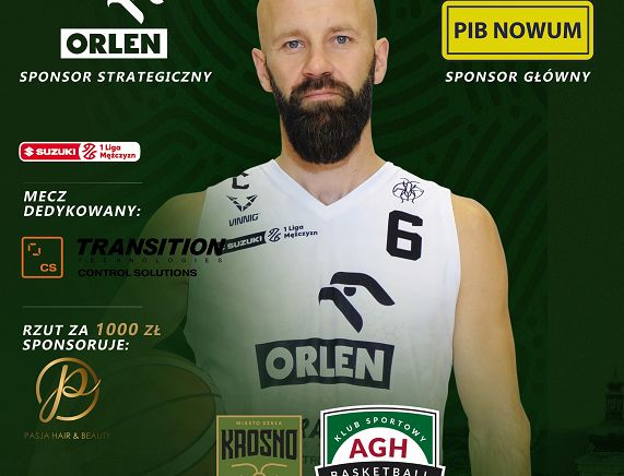 Plakat meczu koszykówki AZS  AGH Kraków