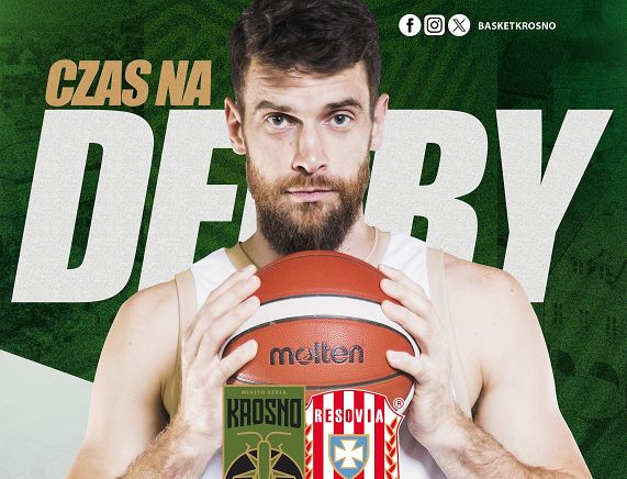 Plakat meczu koszykówki Miasto Szkła Krosno - Resovia Rzeszów