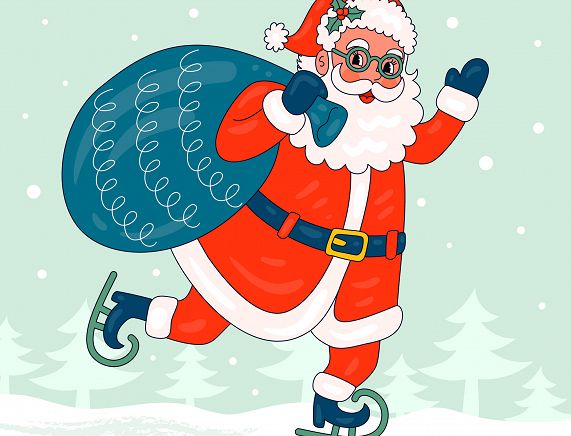 Freepik. Mikołaj na łyżwach