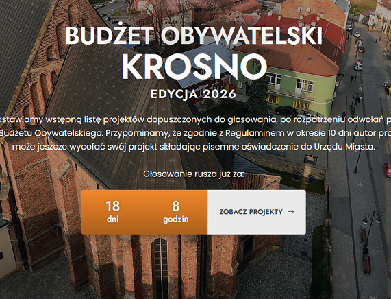 Znamy już wstępną listę projektów dopuszczonych do głosowania w Budżecie Obywatelskim Miasta Krosna edycja 2025/2026